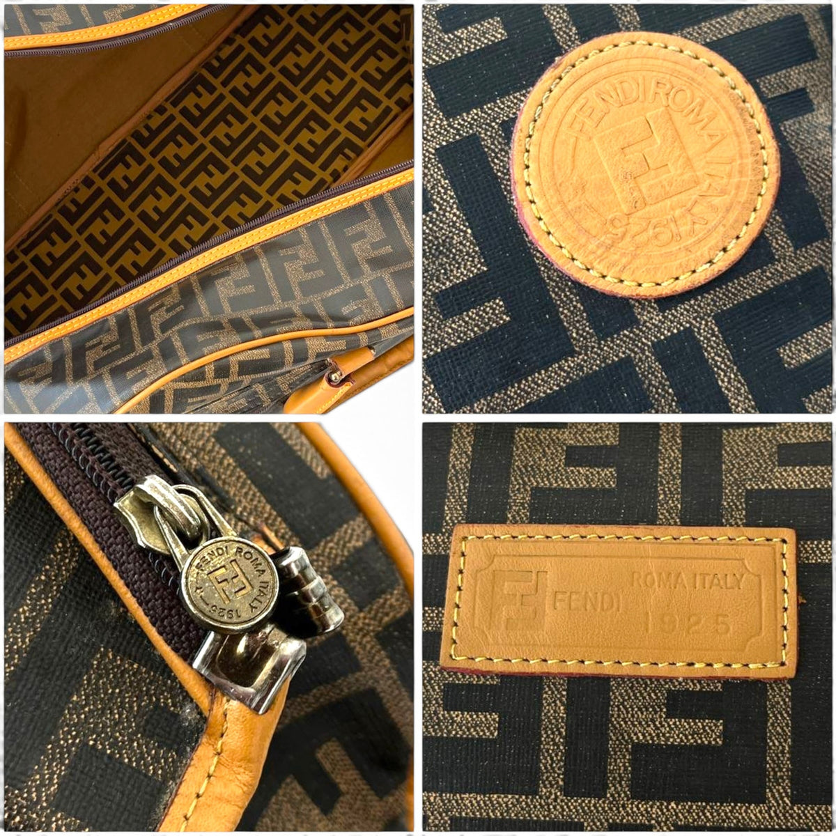 Fendi Zucca Vintage Tennis Bag Monogram Racket Duffle