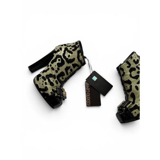 Roberto Cavalli Leopard Pony Hair Platform Ankle Boots