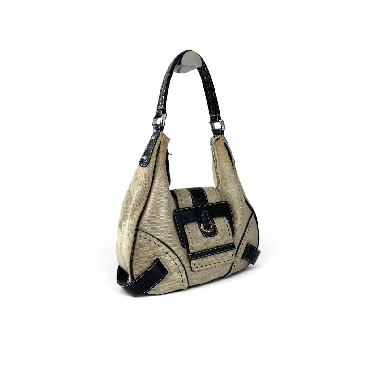 Guess Vintage Canvas & Patent Shoulder Bag