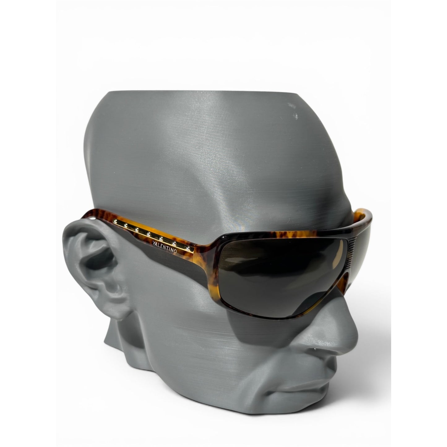Valentino Crystal Temple Shield Sunglasses