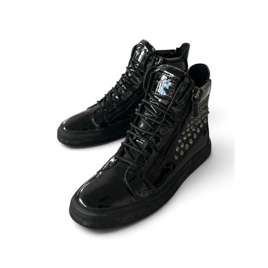 Giuseppe Zanotti Patent High Sneakers Studded Double Zip