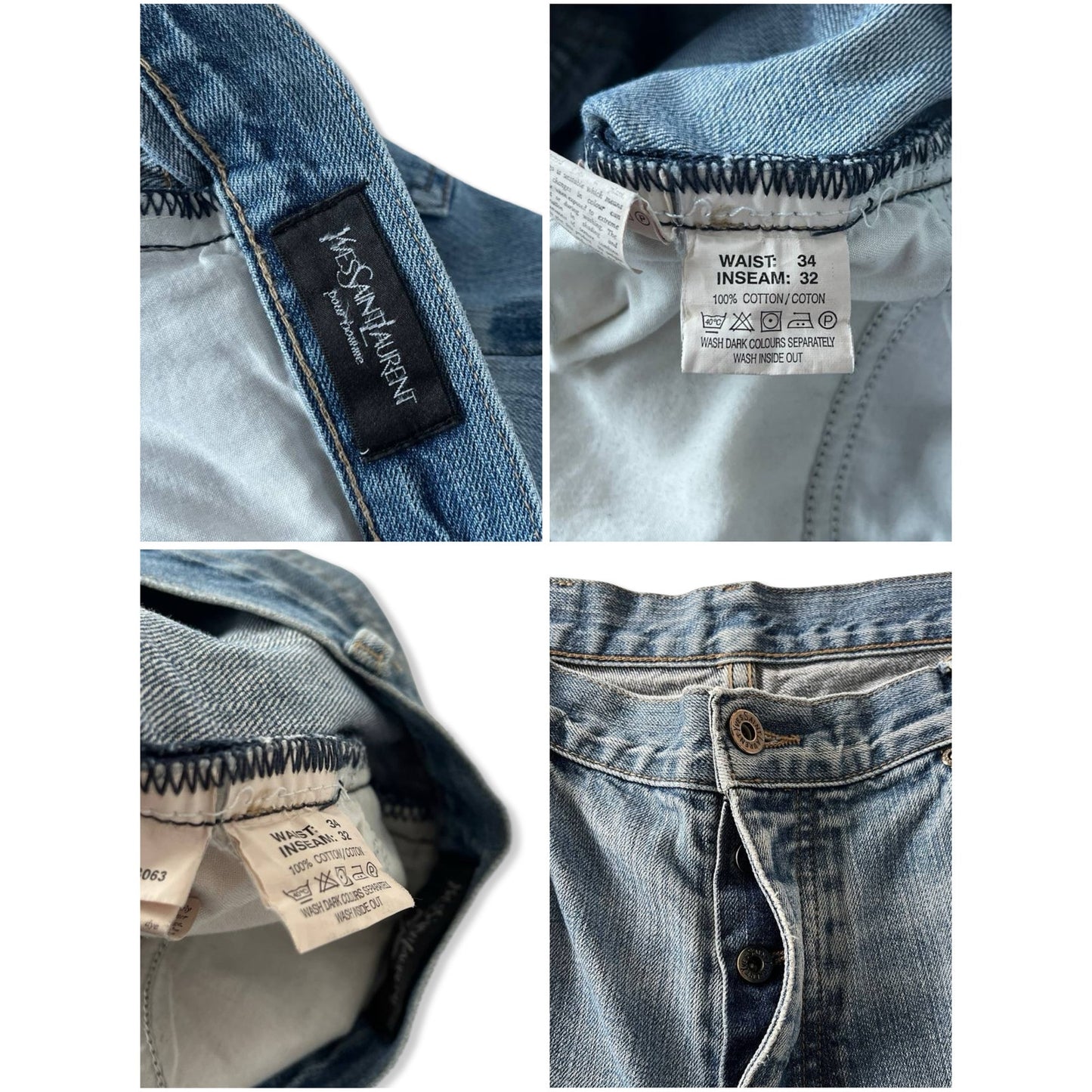 Yves Saint Laurent Big Embroidered Logo Denim Jeans