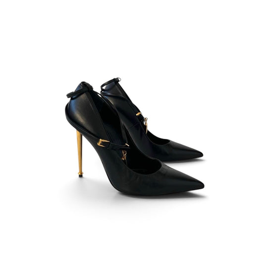 Tom Ford Padlock Pointed-Toe Leather Pumps