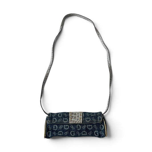 Guess Vintage Mini Denim Monogram Shoulder Bag