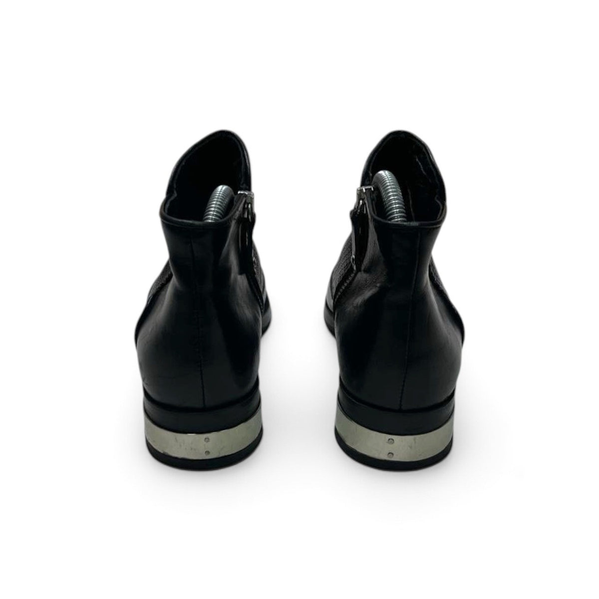 Diesel Black Gold Leather Perforated Ankle Boots