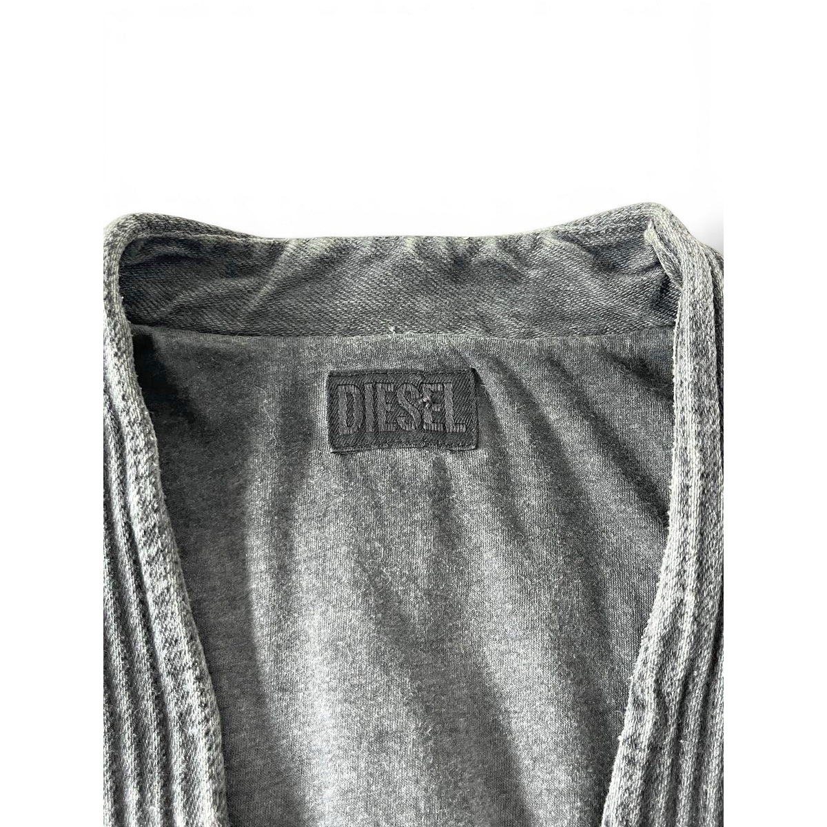 Diesel Washed Denim Biker Vest Grey / Black
