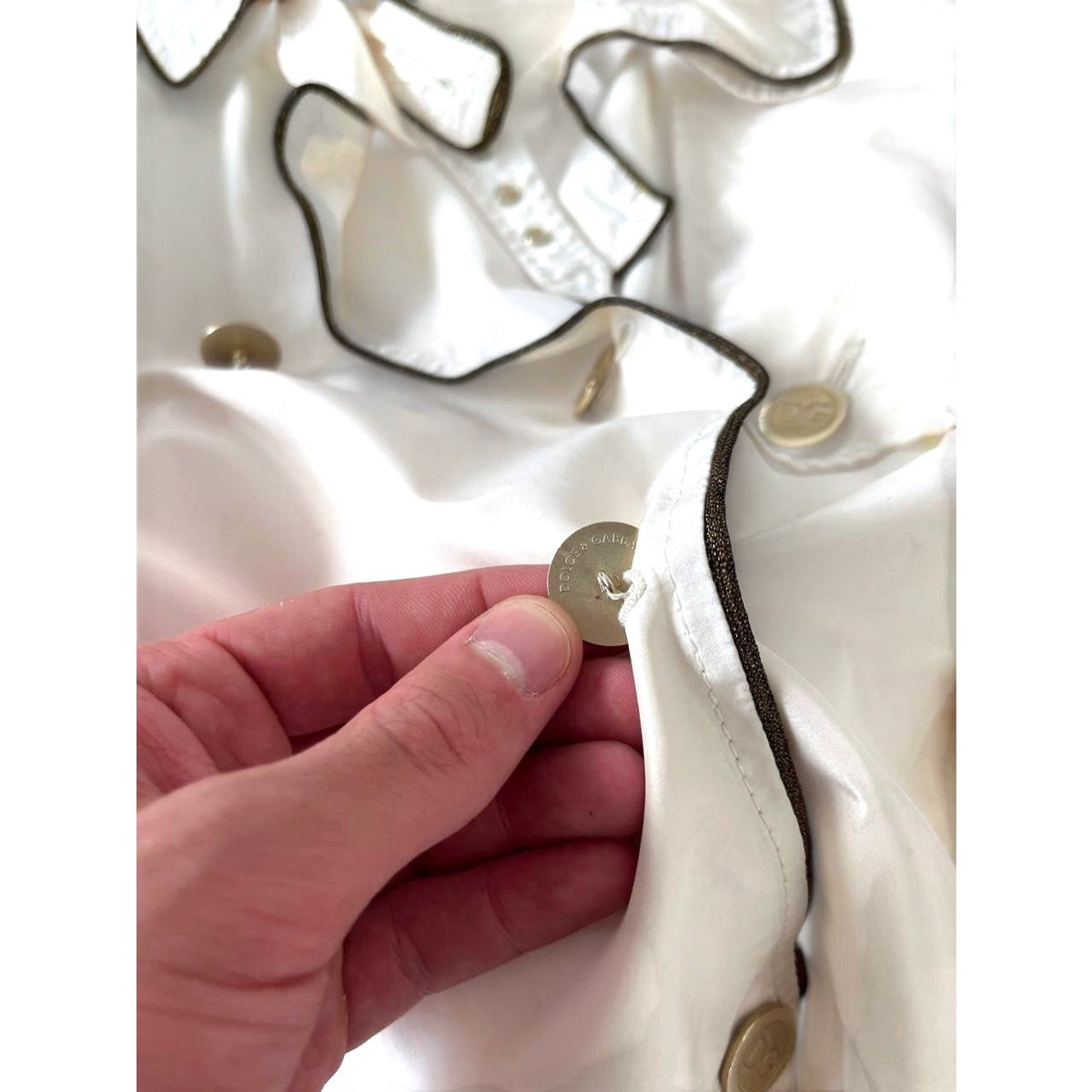Dolce & Gabbana Cropped Silk Blend Trench Jacket Ivory