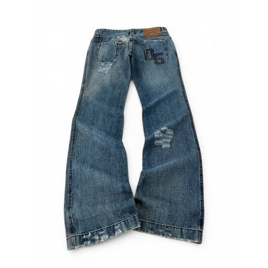Dolce & Gabbana Distressed Wide Leg Denim Jeans