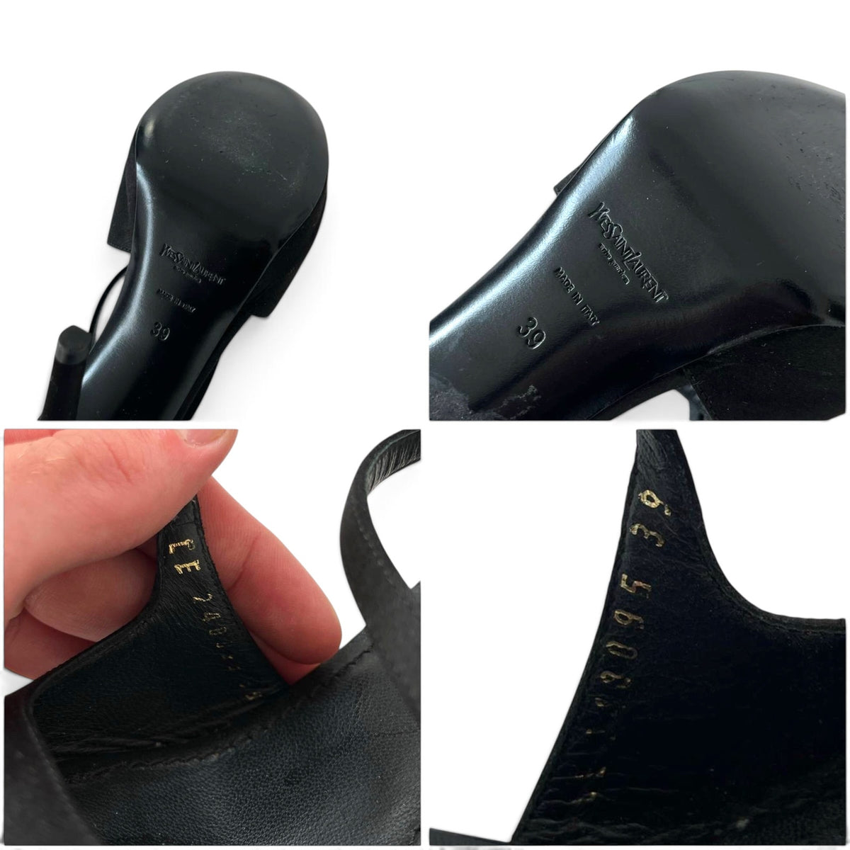 Saint Laurent YSL Tribute Satin Platform Sandals Ankle Strap Heels