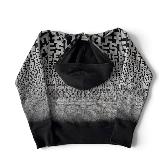 Diesel All-Over Logo Zip Black & Grey Hoodie