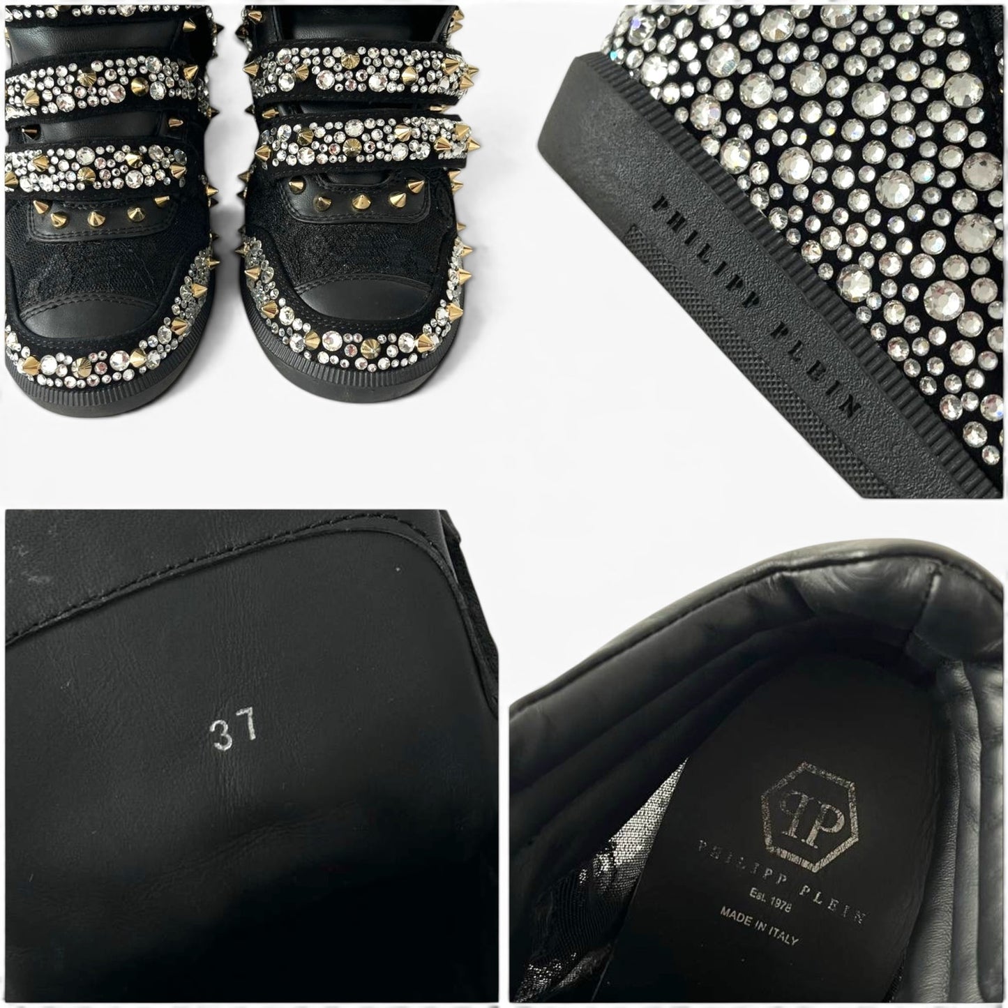 Philipp Plein Crystal Wedge Sneakers