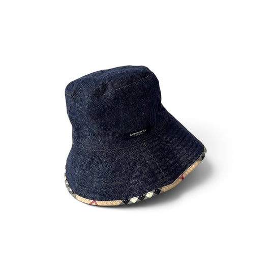 Burberry London Reversible Nova Check & Denim Bucket Hat