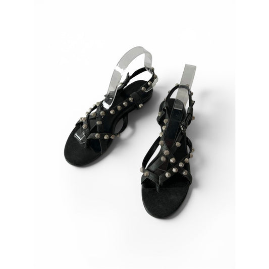 Balenciaga Studded Gladiator Leather Black Sandals