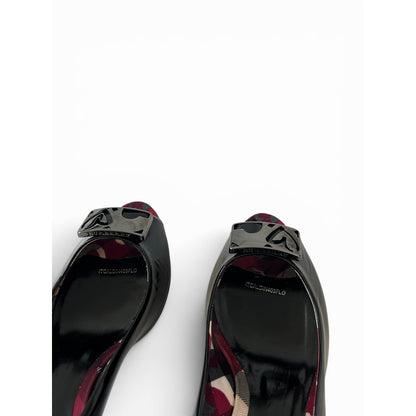 Burberry Leather Peep Toe Heels