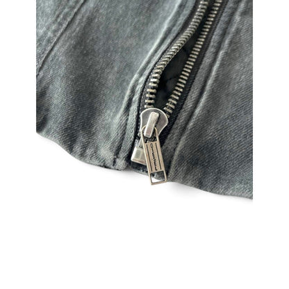 Diesel Washed Denim Biker Vest Grey / Black