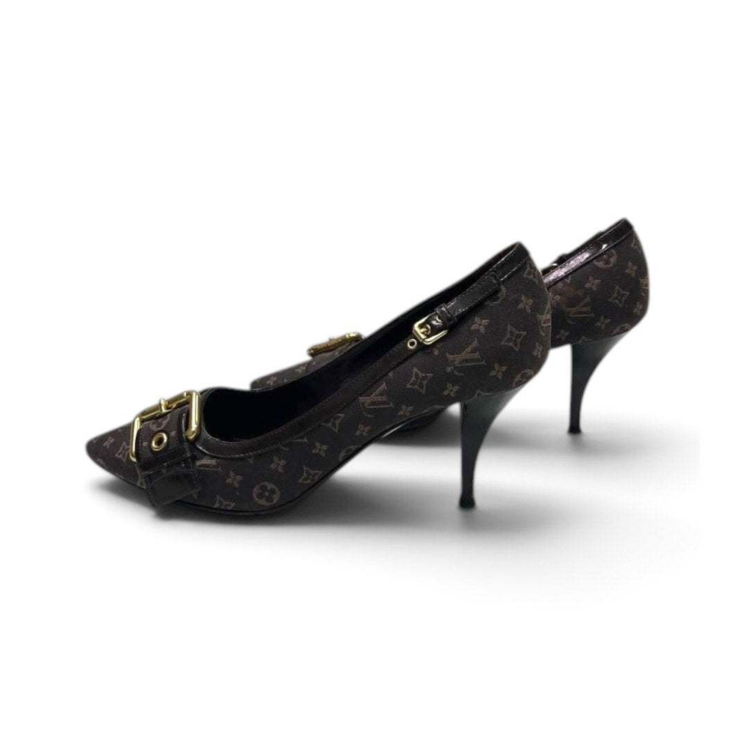 Louis Vuitton Monogram Buckle Pointed-Toe Heels