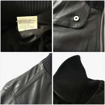 Diesel Black Leather Bomber Jacket
