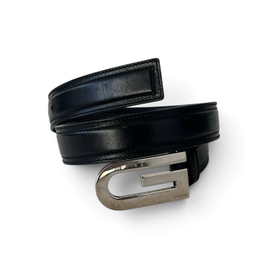 Gucci Black Leather G-Buckle Belt