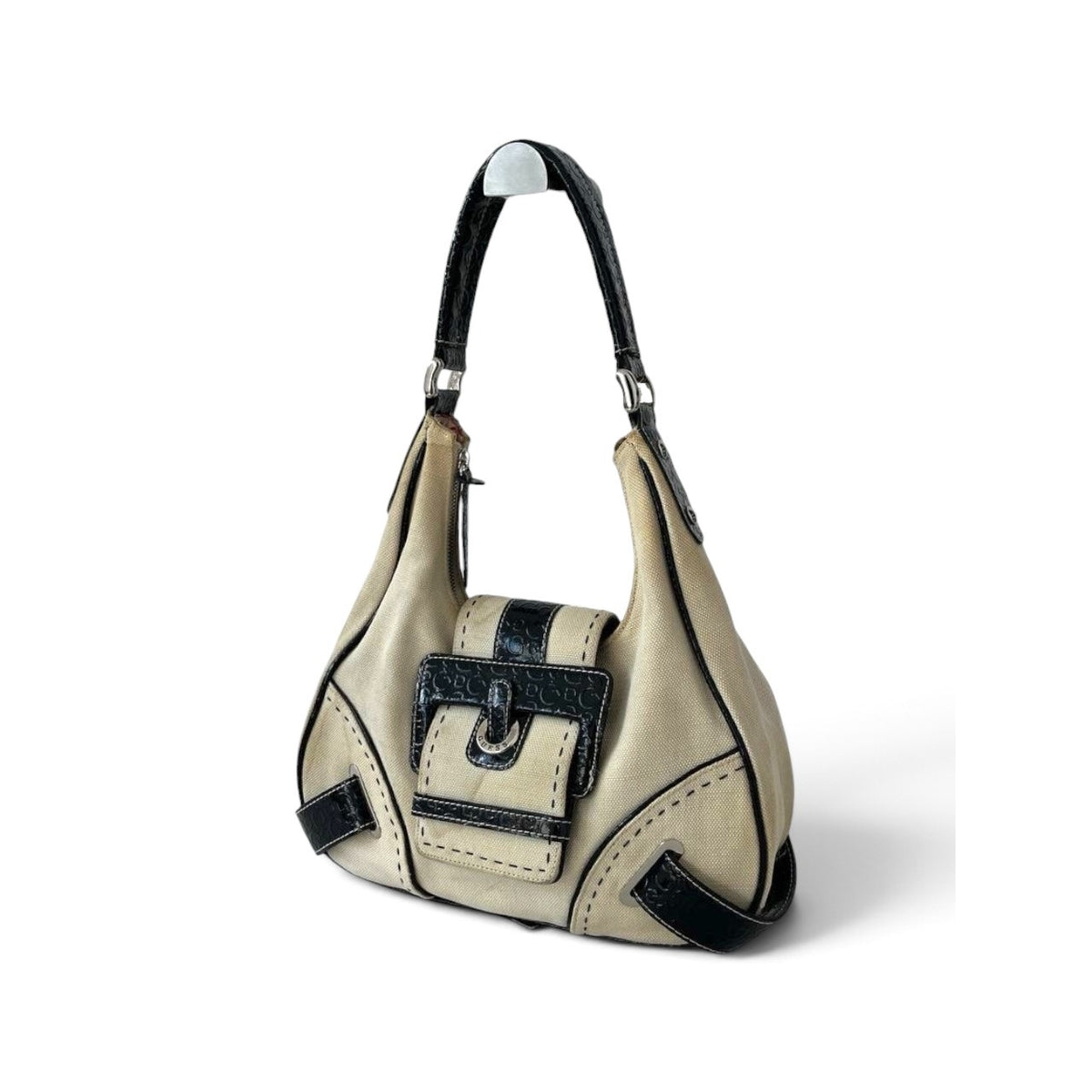 Guess Vintage Canvas & Patent Shoulder Bag