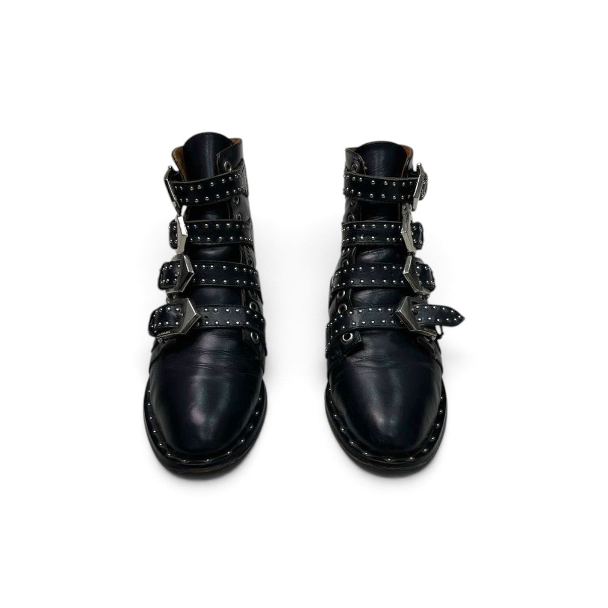 Givenchy Leather Studded Multi-Buckle Ankle Boots