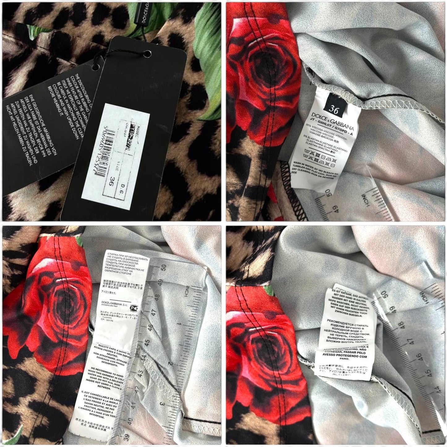 Dolce & Gabbana Rose Leopard Print Dress