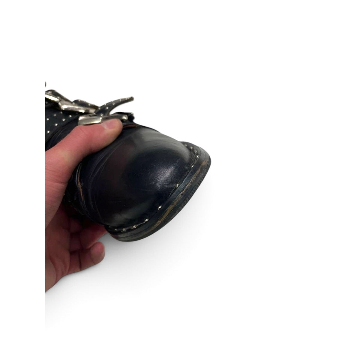 Givenchy Leather Studded Multi-Buckle Ankle Boots