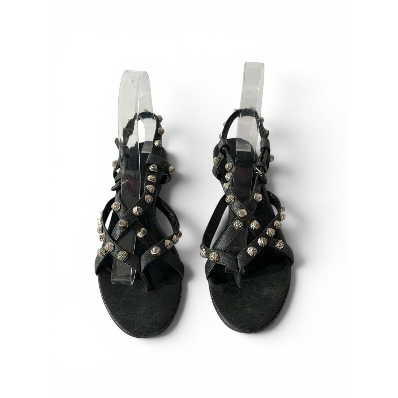 Balenciaga Studded Gladiator Leather Black Sandals