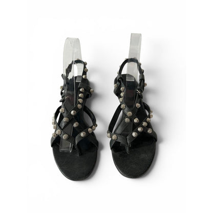 Balenciaga Studded Gladiator Leather Black Sandals