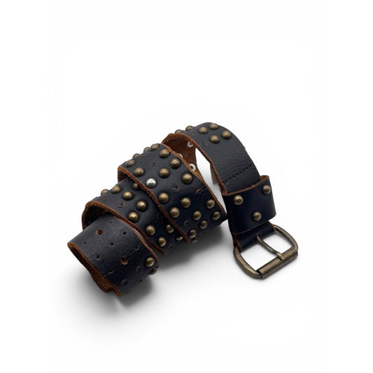 Diesel Superstud Leather Studded Belt Black