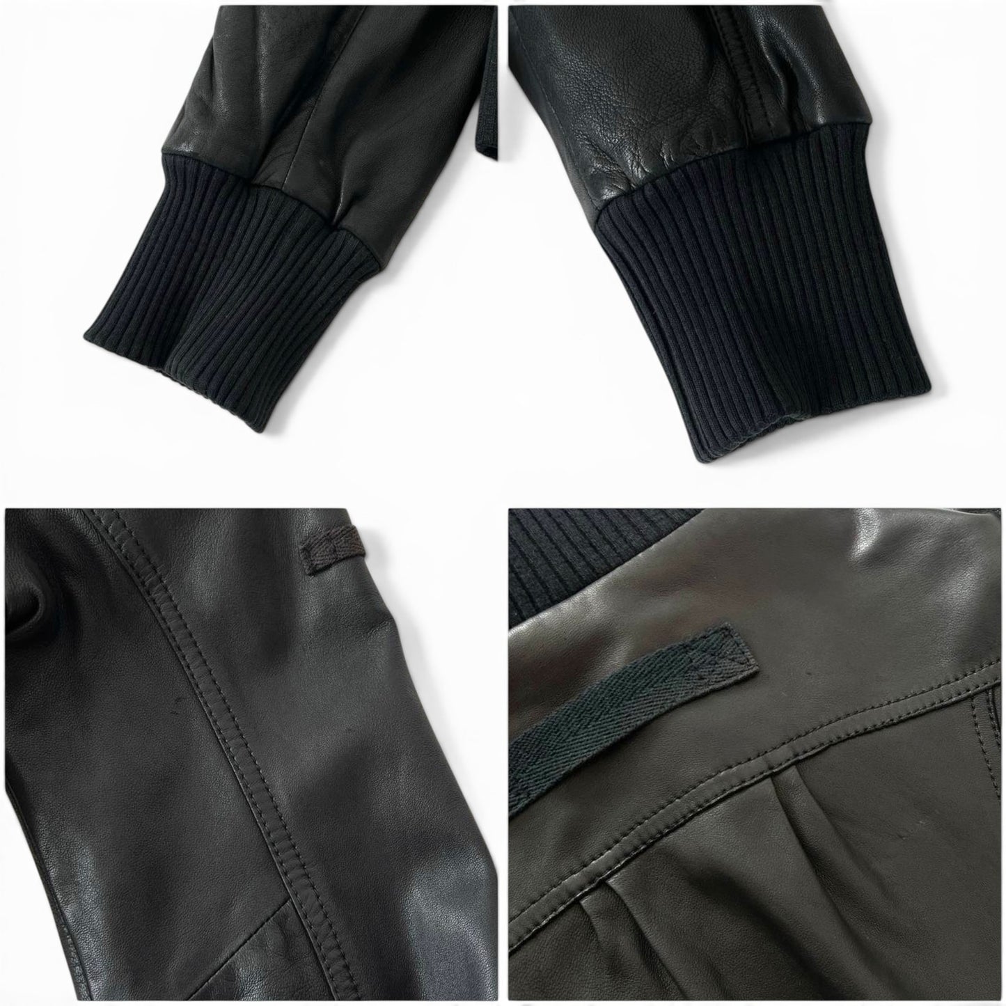 Diesel Black Leather Bomber Jacket