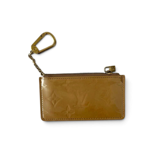 Louis Vuitton Vernis Key Pouch Beige Monogram Pochette Cles Card Holder