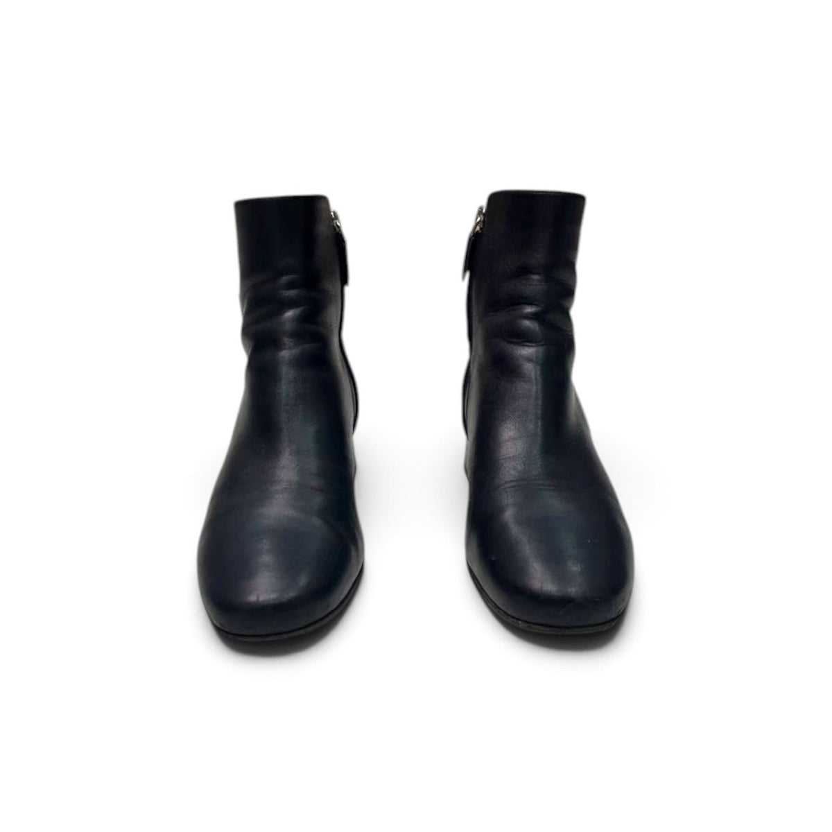 Prada Leather Buckle Ankle Boots