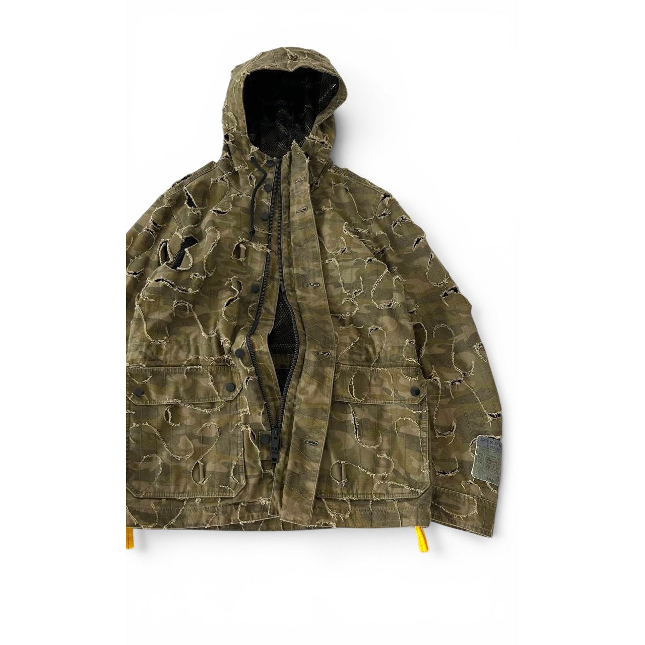 2010 Diesel Khaki Jacket Nylon J-Laser Cut Distressed