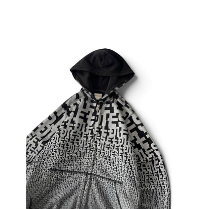 Diesel All-Over Logo Zip Black & Grey Hoodie
