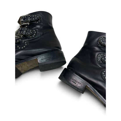Givenchy Leather Studded Multi-Buckle Ankle Boots