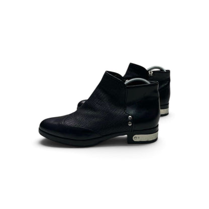 Diesel Black Gold Leather Perforated Ankle Boots