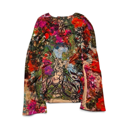 Guess Women’s Printed Rhinestone Long Sleeve Top