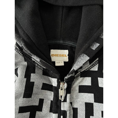 Diesel All-Over Logo Zip Black & Grey Hoodie