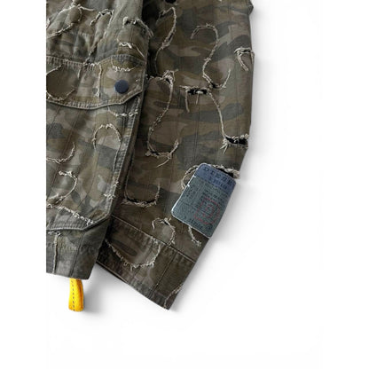 2010 Diesel Khaki Jacket Nylon J-Laser Cut Distressed