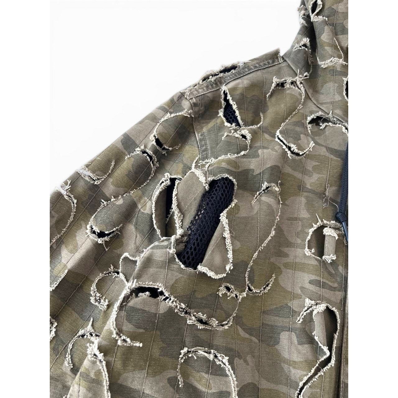 2010 Diesel Khaki Jacket Nylon J-Laser Cut Distressed