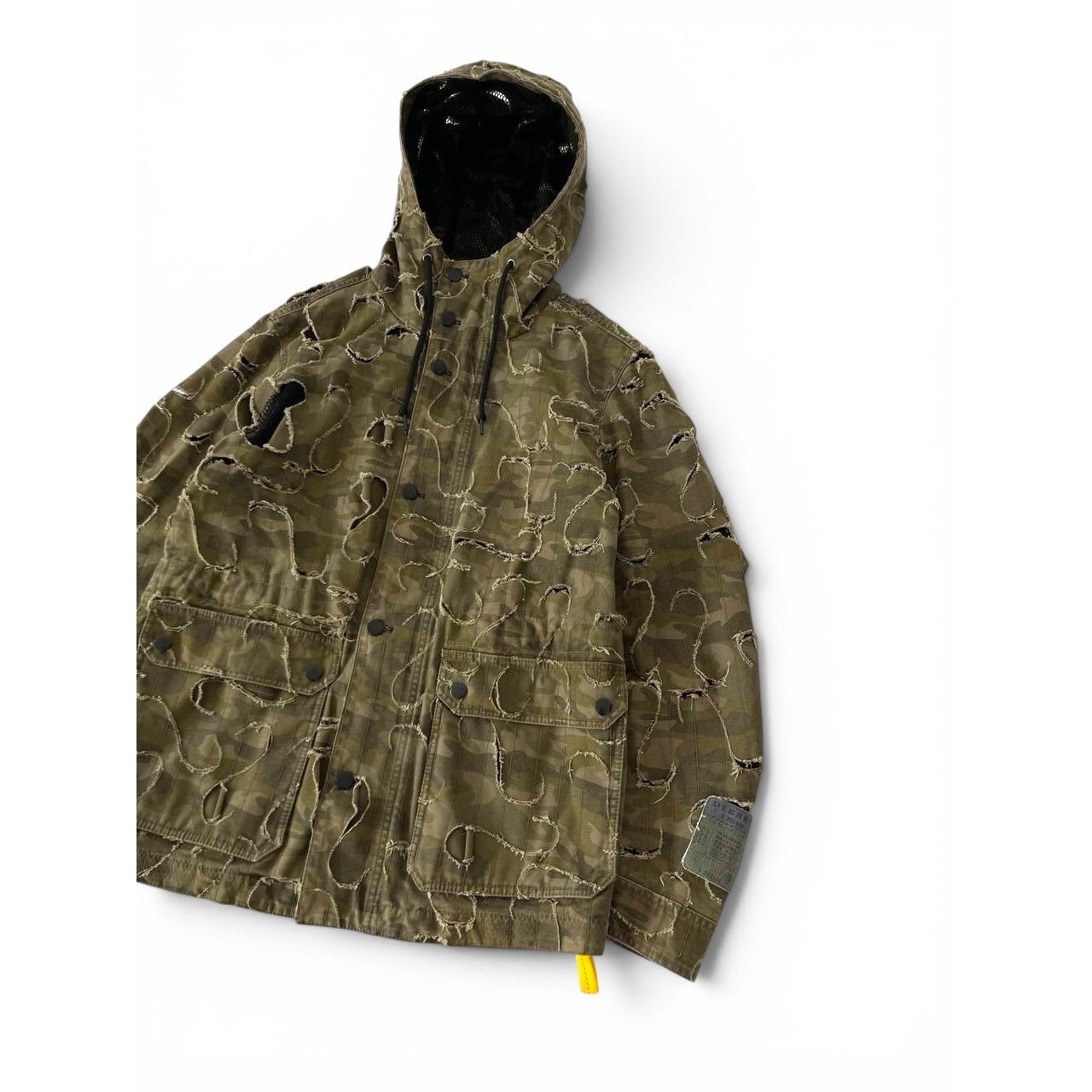 2010 Diesel Khaki Jacket Nylon J-Laser Cut Distressed