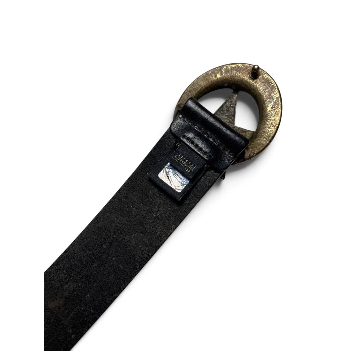 Just Cavalli Vintage Black Leather Rhinestone Star Buckle Belt