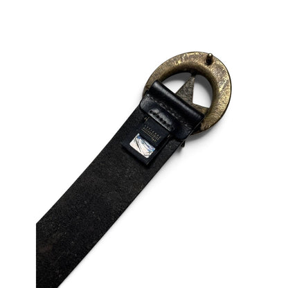 Just Cavalli Vintage Black Leather Rhinestone Star Buckle Belt
