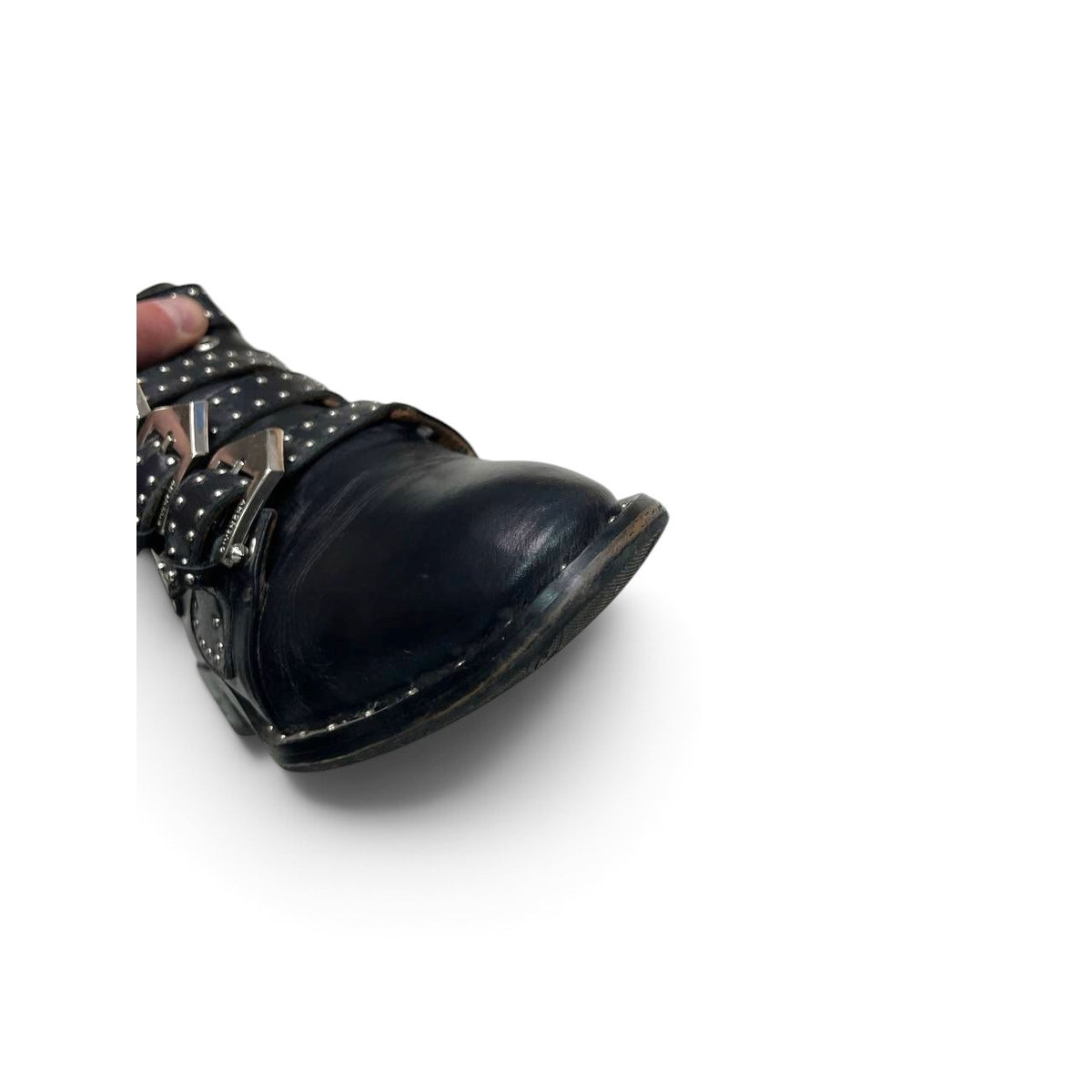 Givenchy Leather Studded Multi-Buckle Ankle Boots
