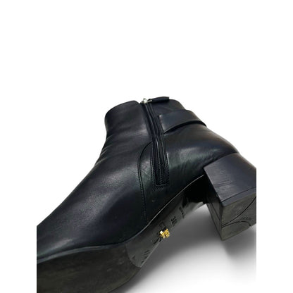 Prada Leather Buckle Ankle Boots