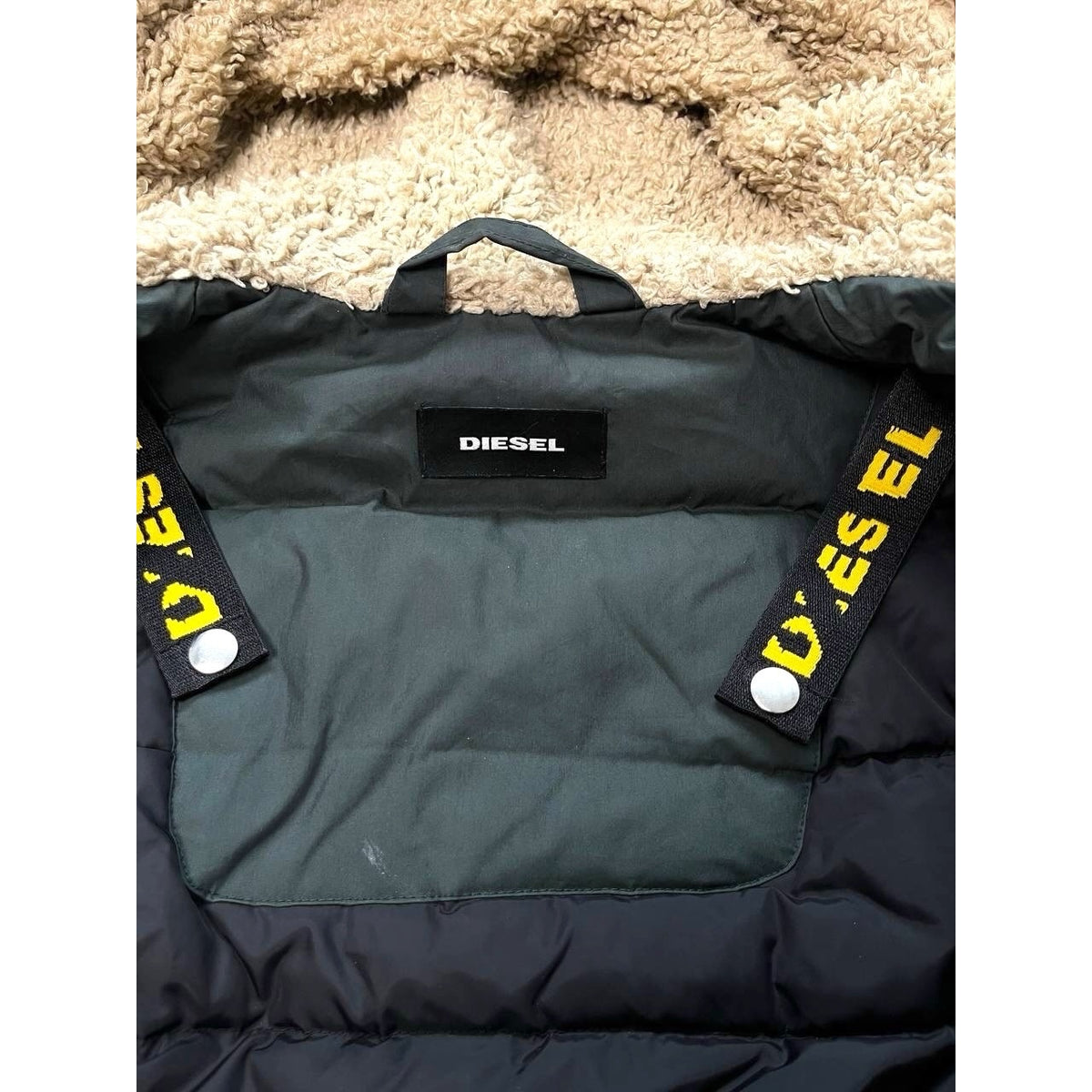 Diesel Men’s Fur Hood Bomber Jacket