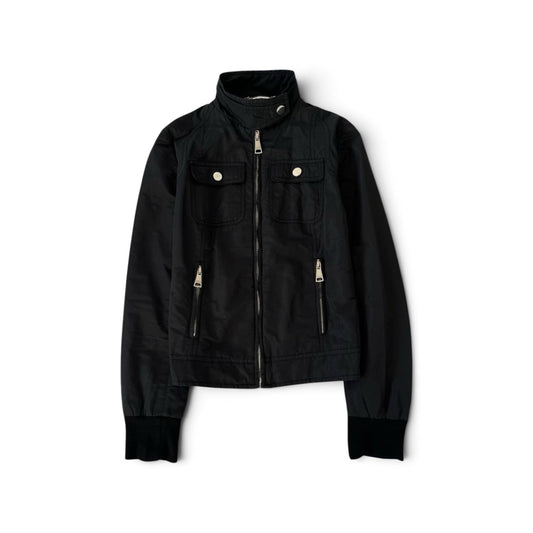 Dolce & Gabbana Black Nylon Leopard Lined Jacket