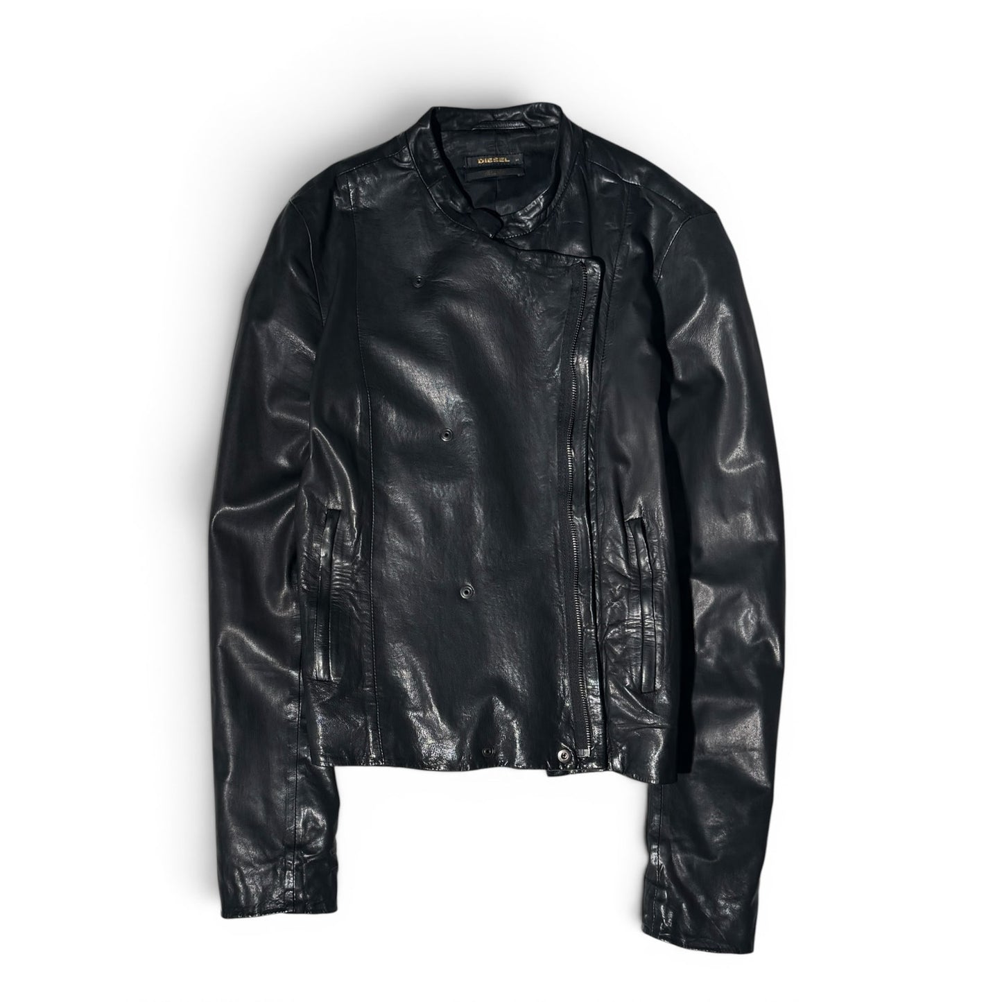 Diesel Black Gold Asymmetrical Leather Jacket