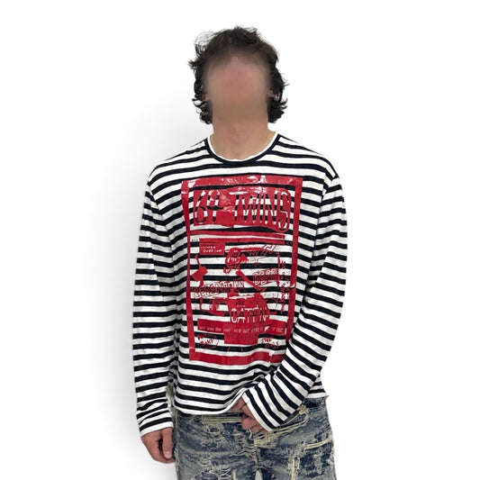 Dsquared2 64 Twins Striped Graphic Long Sleeve T-Shirt