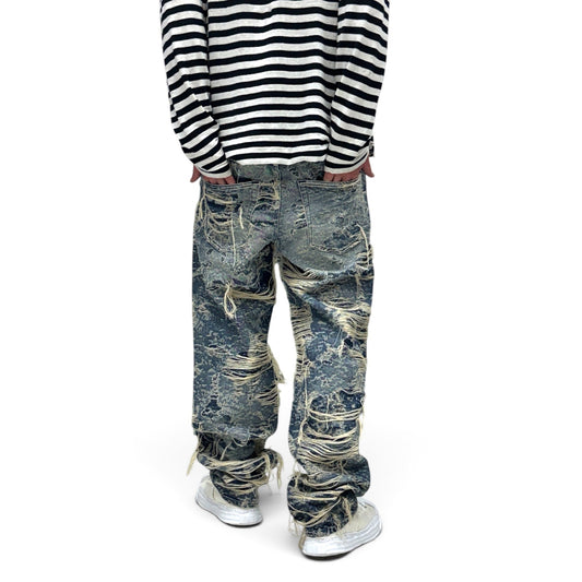 Diesel Industry Heavily Distressed Destroyed Baggy Jeans